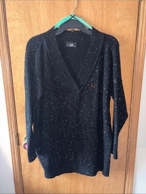 Wallis Black V-Neck Sweater with Multicolor Sparkle